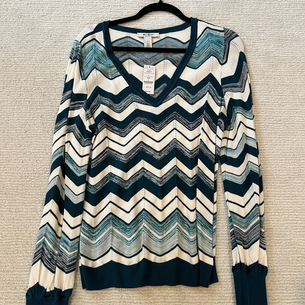 WHBM teal and white shirt